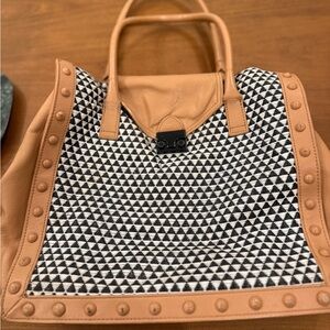 Loeffler Randall Tan and Black Geometric Tote